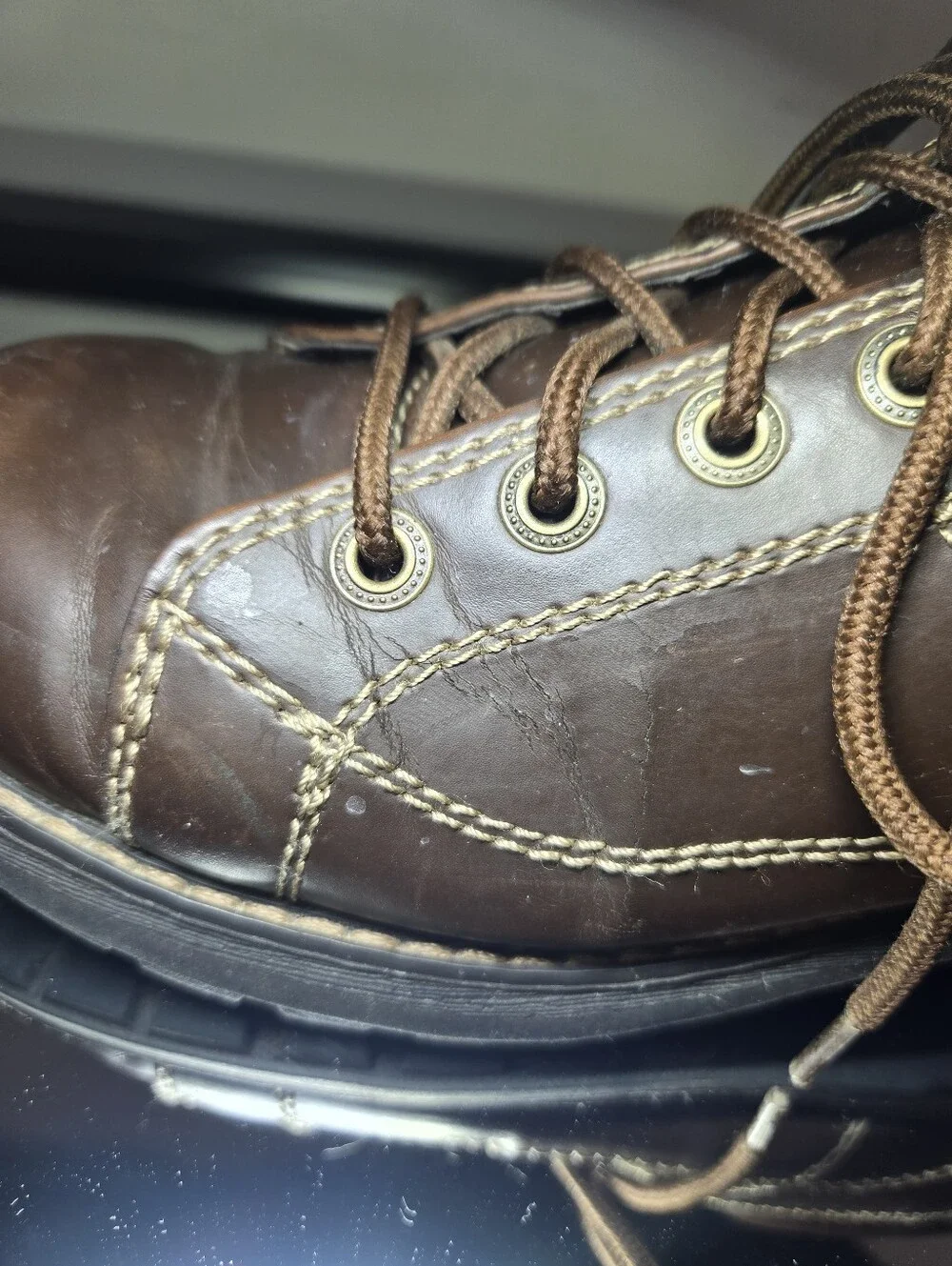 Airwalk 90s Chunky Platform Oxford Ankle Boots Women's 8.5 Brown Y2k